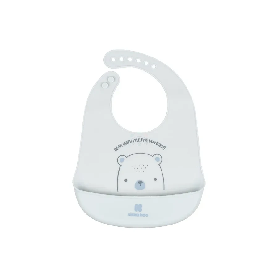 Bavoir silicone Bear With Me Bleu