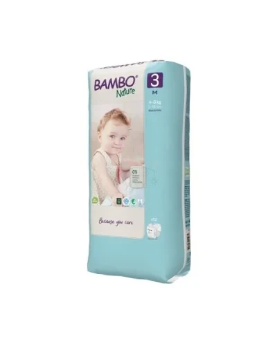 Couches Bébé BAMBO Nature Taille 3 4-8 Kg (M X 52 Pcs)