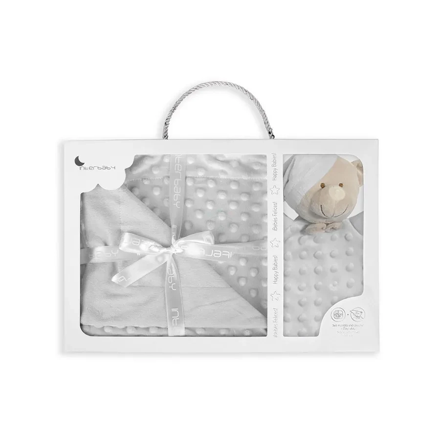 Couverture En Bulles-80 X 110-Coraline +Doudou 28X17-Gris