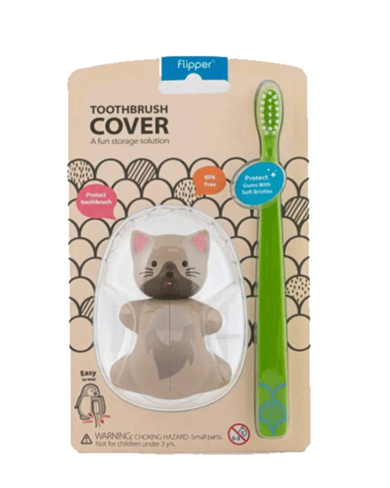 flipper brosse à dent avec couvercle - CHAT - COIN CÂLIN